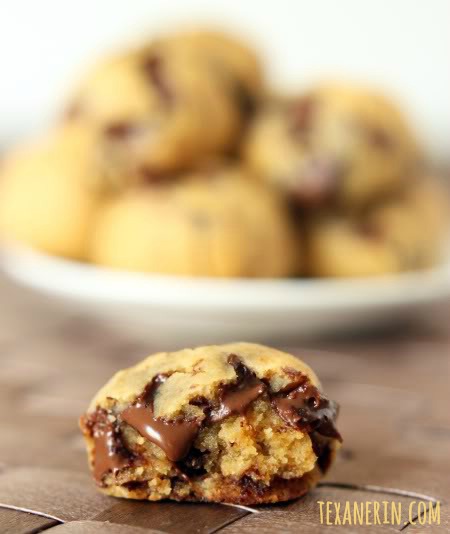 The Original Grain-free Peanut Butter Chocolate Chip Cookie Dough Bites - no flour, no oil and no white sugar! Quick, easy, and gooey with a surprise ingredient! | texanerin.com