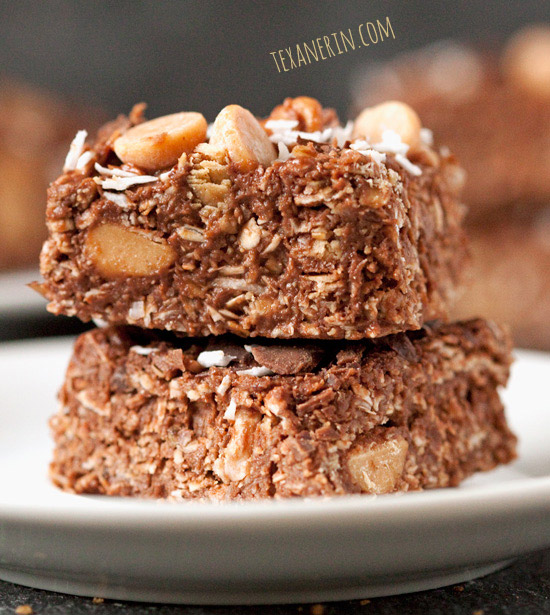 Gluten-Free Coconut Peanut Butter Chocolate Bars - incredibly delicious and simple to put together! | texanerin.com