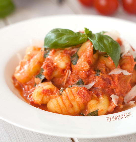 Gnocchi with Lighter Tomato Cream Sauce - simple, quick and easy! | texanerin.com