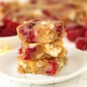 100% Whole Grain White Chocolate Raspberry Blondies