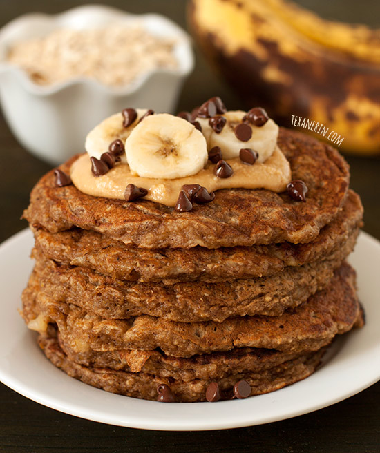Banana Pancakes - gluten-free, 100% whole grain, and dairy-free. And they don't taste the least bit healthy! | texanerin.com