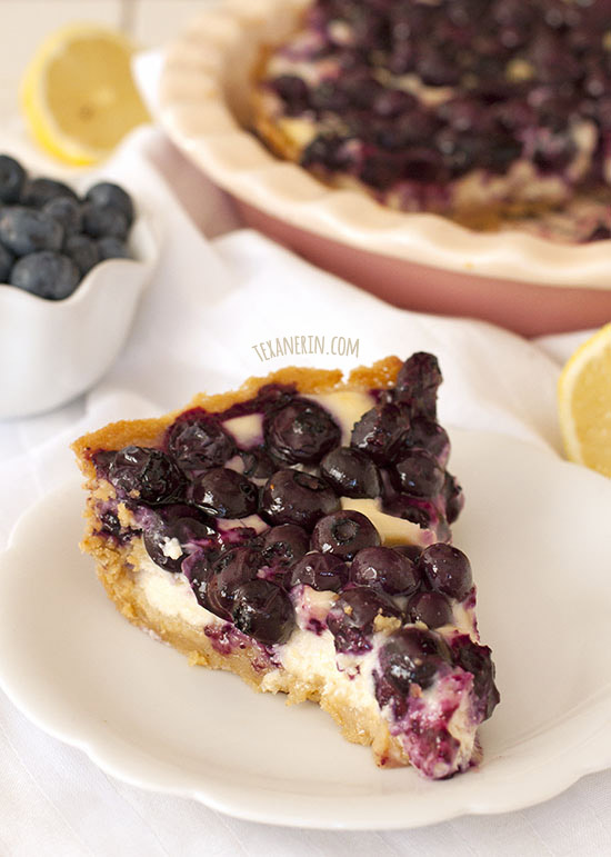 Blueberry cream cheese pie - smoother, creamier and gooier than a cheesecake with a whole wheat cookie crust!