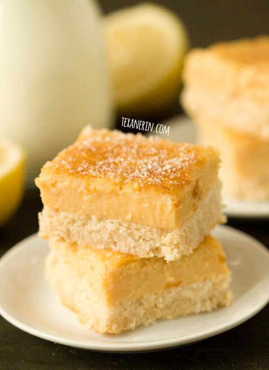 Healthier Lemon Bars – maple sweetened, and free of dairy, gluten and grains! | texanerin.com