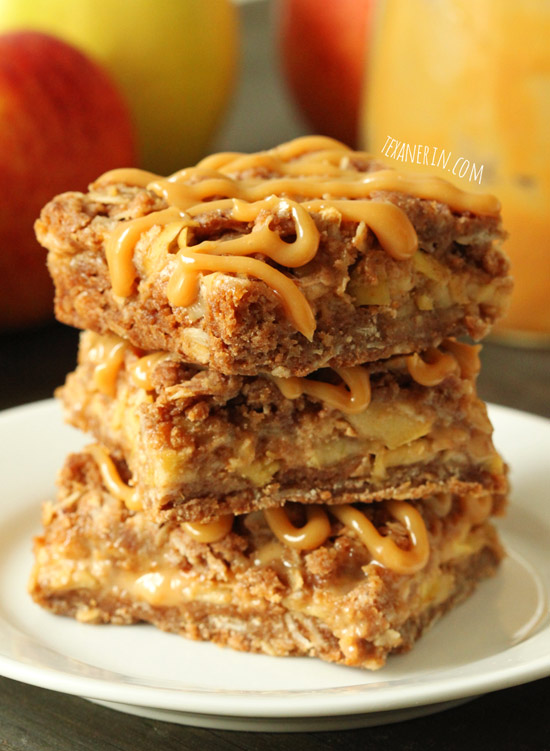 Dulce de Leche Apple Streusel Bars made healthier from texanerin.com