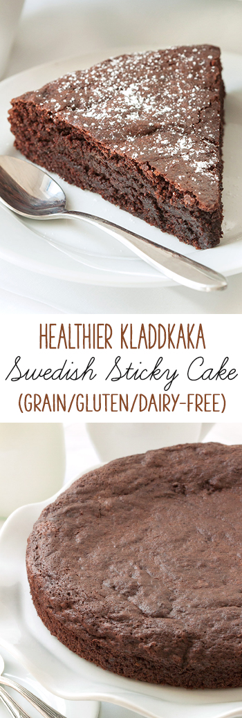 This kladdkaka, also known as Swedish sticky cake, gets a healthy makeover! {grain-free, gluten-free, paleo-friendly, dairy-free and 100% whole grain}
