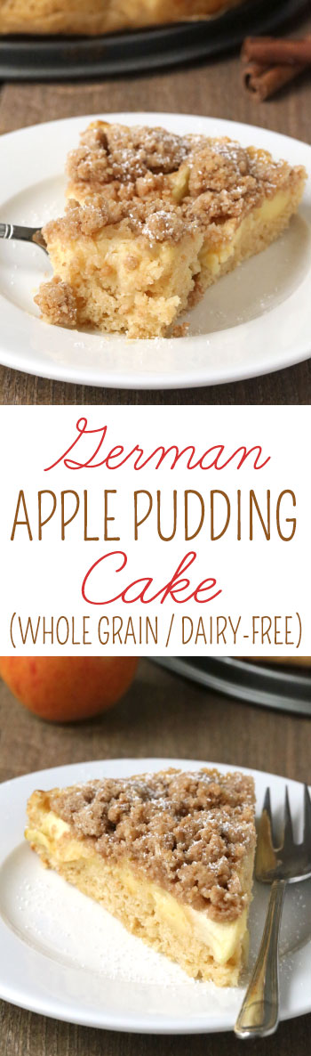 German Apple Pudding Cake {100% whole grain and dairy-free}