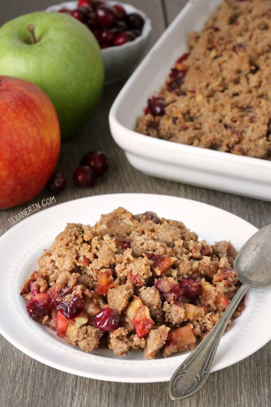 Cranberry Apple Pecan Crisp {vegan and dairy-free options, 100% whole grain} Perfect for Thanksgiving and Christmas.