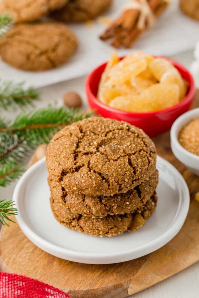 These chewy gingerbread cookies are 100% whole grain (but can also be made with all-purpose flour) and have a vegan option. Seriously the best ginger cookies ever! Naturally dairy-free.