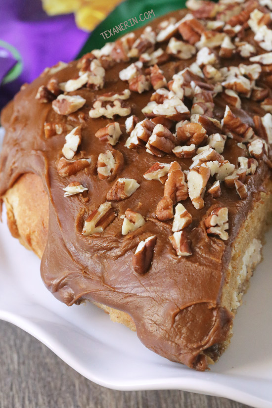 King Cake with Pecan Praline Filling and Frosting {with a 100% whole grain option}
