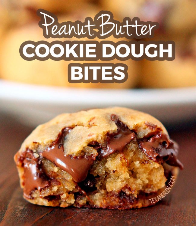 The Original Grain-free Peanut Butter Chocolate Chip Cookie Dough Bites - no white sugar, no oil, no flour! So gooey, simple and delicious! With a surprise ingredient (vegan, gluten-free, dairy-free)