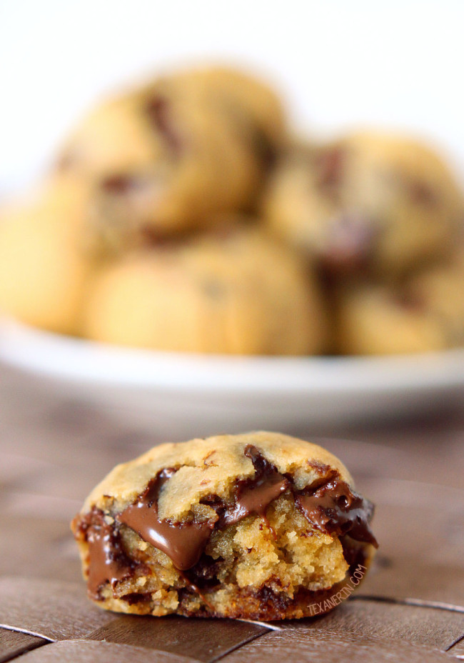 The Original Grain-free Peanut Butter Chocolate Chip Cookie Dough Bites - no white sugar, no oil, no flour! So gooey, simple and delicious! With a surprise ingredient (gluten-free with vegan and dairy-free options)