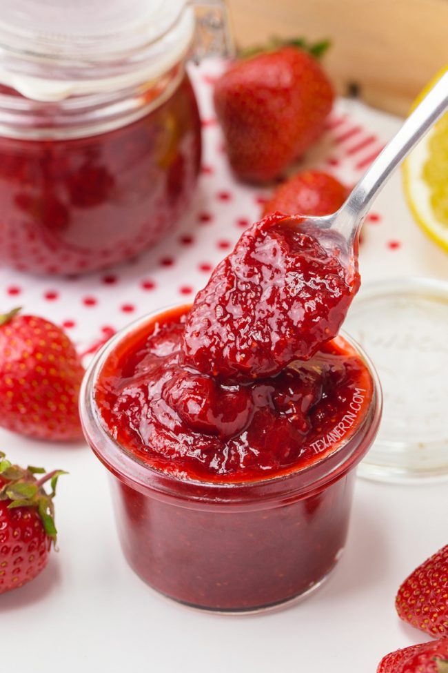 Wondering how to make strawberry jam? All you need to do is boil a few ingredients you probably already have! This easy, pectin-free and lower in sugar homemade strawberry jam can also be sweetened naturally and is vegan and paleo. With a how-to recipe video.
