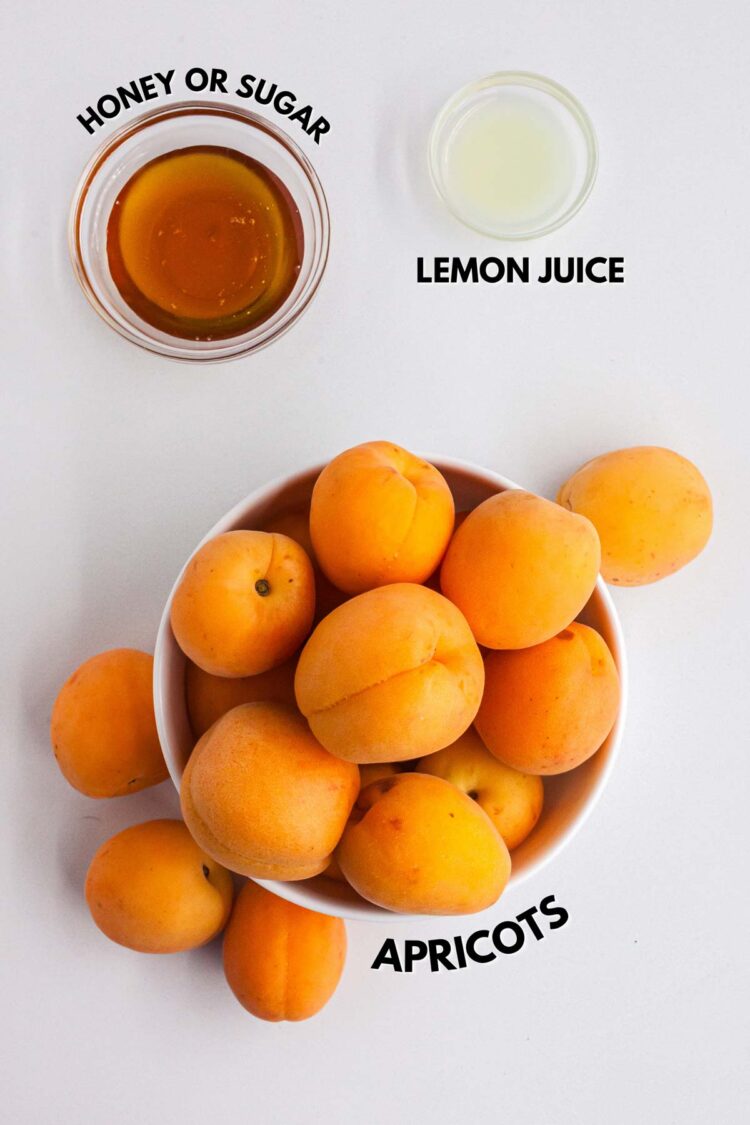 ingredients laid out to make apricot preserves