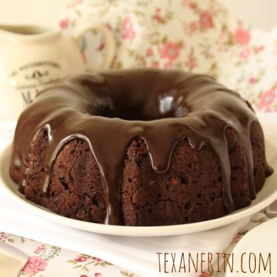 100% Whole Grain Chocolate Zucchini Cake with Greek Yogurt Honey Chocolate Ganache - incredibly moist and chocolatey! | texanerin.com