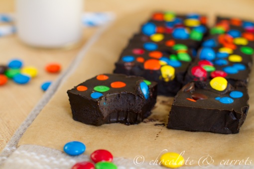 Healthier Dark M&M Fudge - Texanerin Baking