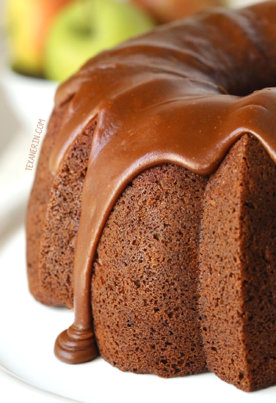 Healthier Apple Cream Cheese Bundt Cake with a Praline Frosting {100% whole grain but can also be made with all-purpose flour}