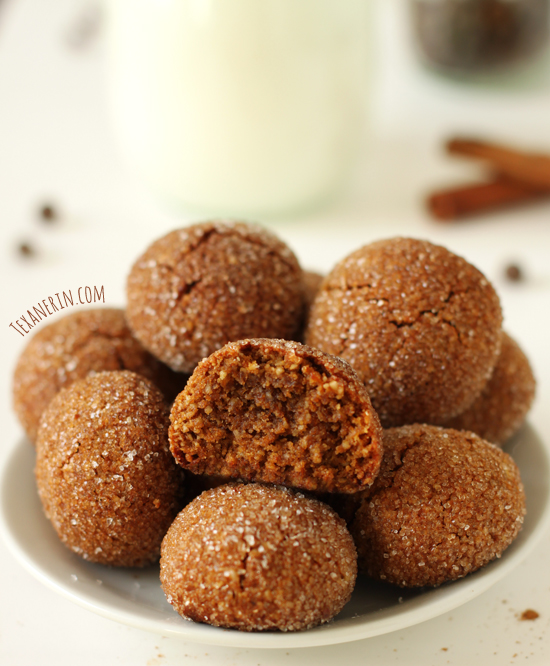 Soft and Chewy Paleo Ginger Cookies (grain-free, gluten-free, dairy-free) from texanerin.com