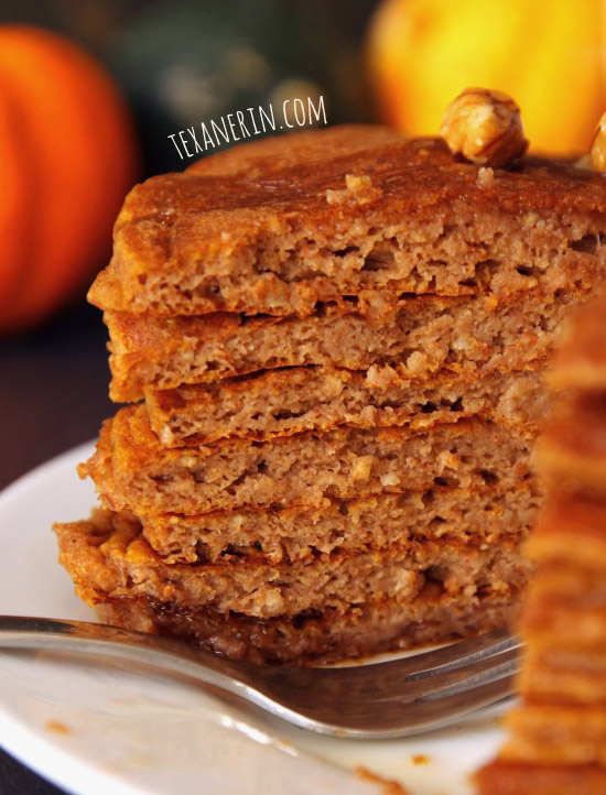100% Whole Grain Pumpkin Protein Pancakes - you will not believe that these are made healthier and are full of protein! | texanerin.com