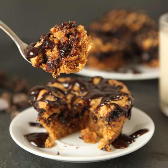 Ganache Stuffed 100% Whole Grain Peanut Butter Cookie Muffins | texanerin.com