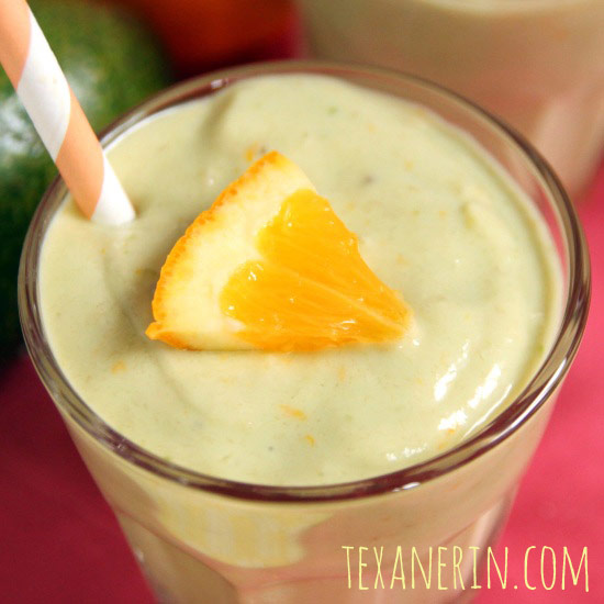 This easy healthy banana orange avocado smoothie, with a paleo and vegan option, really benefits from the addition of avocado! It adds extreme creaminess and nutrition that you won't find in other smoothies