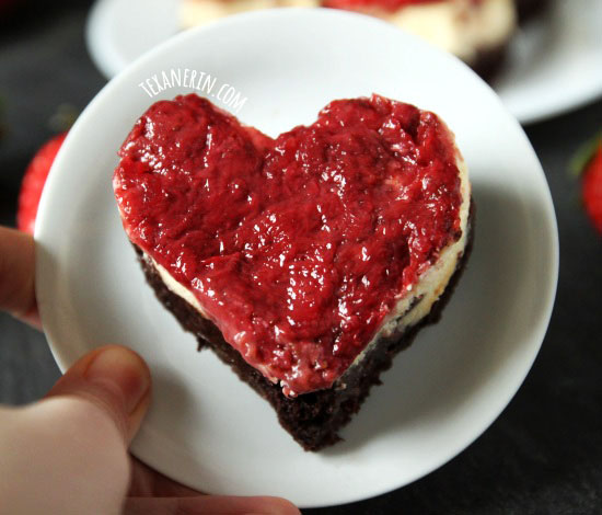 Strawberry Cheesecake Brownies made healthier with Greek yogurt and whole grains