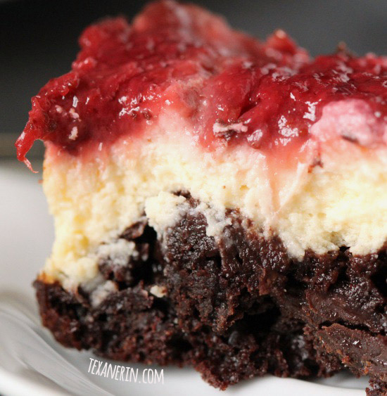 100% whole grain strawberry cheesecake brownies made healthier – and there’s no added fat!