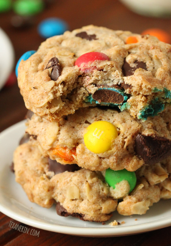 These 100% whole grain and dairy-free M&M cookies are made a little healthier with coconut sugar, coconut oil and whole wheat flour!