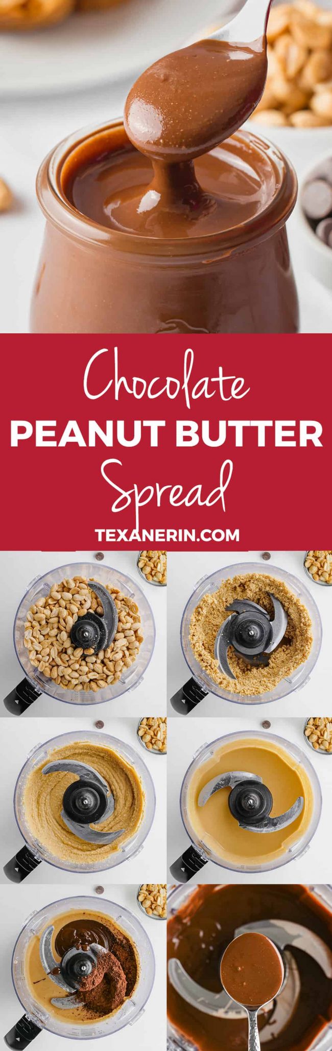 Chocolate Peanut Butter Spread (vegan, gluten-free) - Texanerin Baking