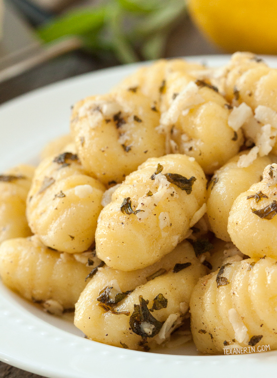This 5 ingredient browned butter and sage lemon gnocchi couldn't be any easier! A perfect weeknight dinner or side dish. Can be made gluten-free or whole grain.