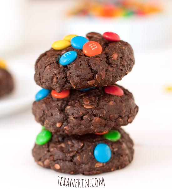 100% Whole Grain Chocolate M&M Cookies with a dairy-free option! | texanerin.com