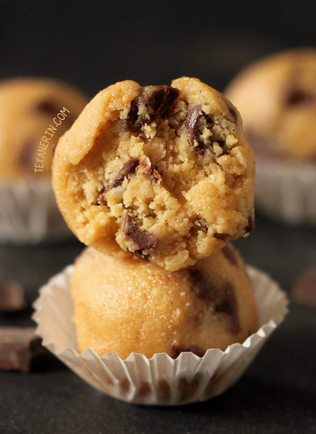 Peanut Butter Chocolate Chip Cookie Dough – only has 4 ingredients, and is incredibly quick, simple and delicious! {vegan, grain-free, gluten-free, dairy-free}