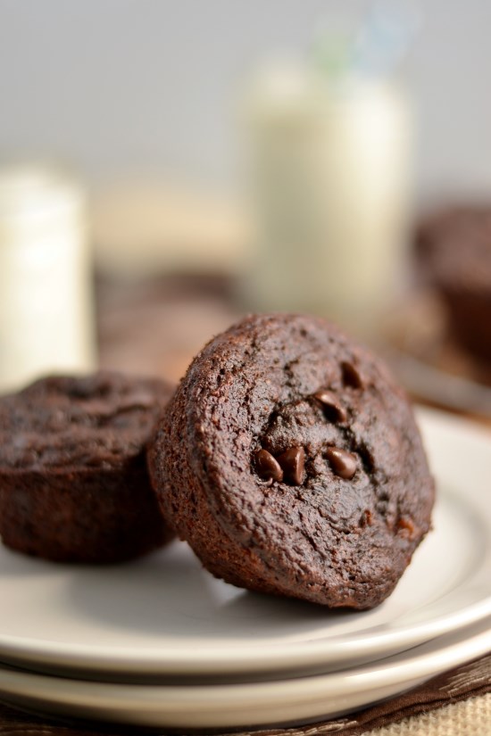 100% Whole Wheat Double Chocolate Chip Muffins | texanerin.com