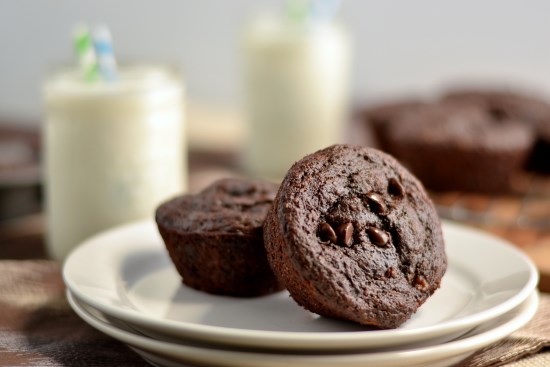 100% Whole Wheat Double Chocolate Chip Muffins | texanerin.com