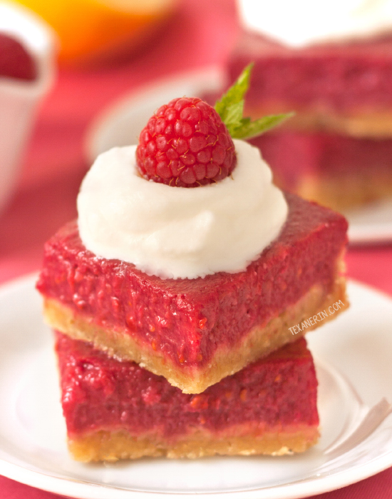 Healthier Raspberry Lemon Bars – 100% whole grain and honey-sweetened (can also be made with all-purpose flour)