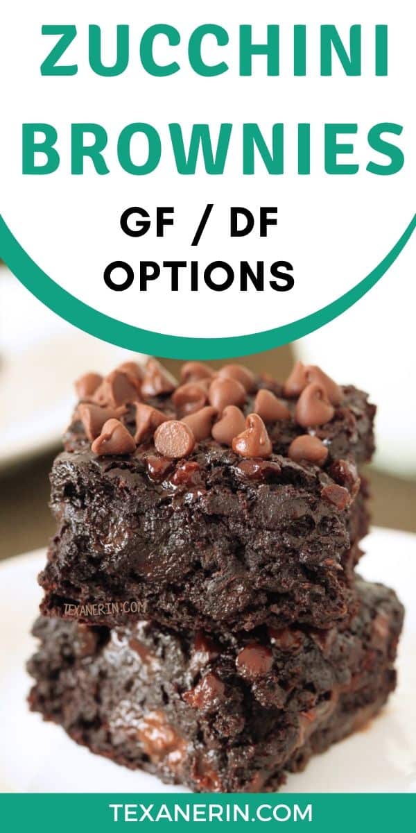 The gooiest zucchini brownies ever! You'd never guess these are made a little healthier and made with whole grains (but can also be made with all-purpose or gluten-free flour) or that zucchini and that applesauce takes the place of oil!