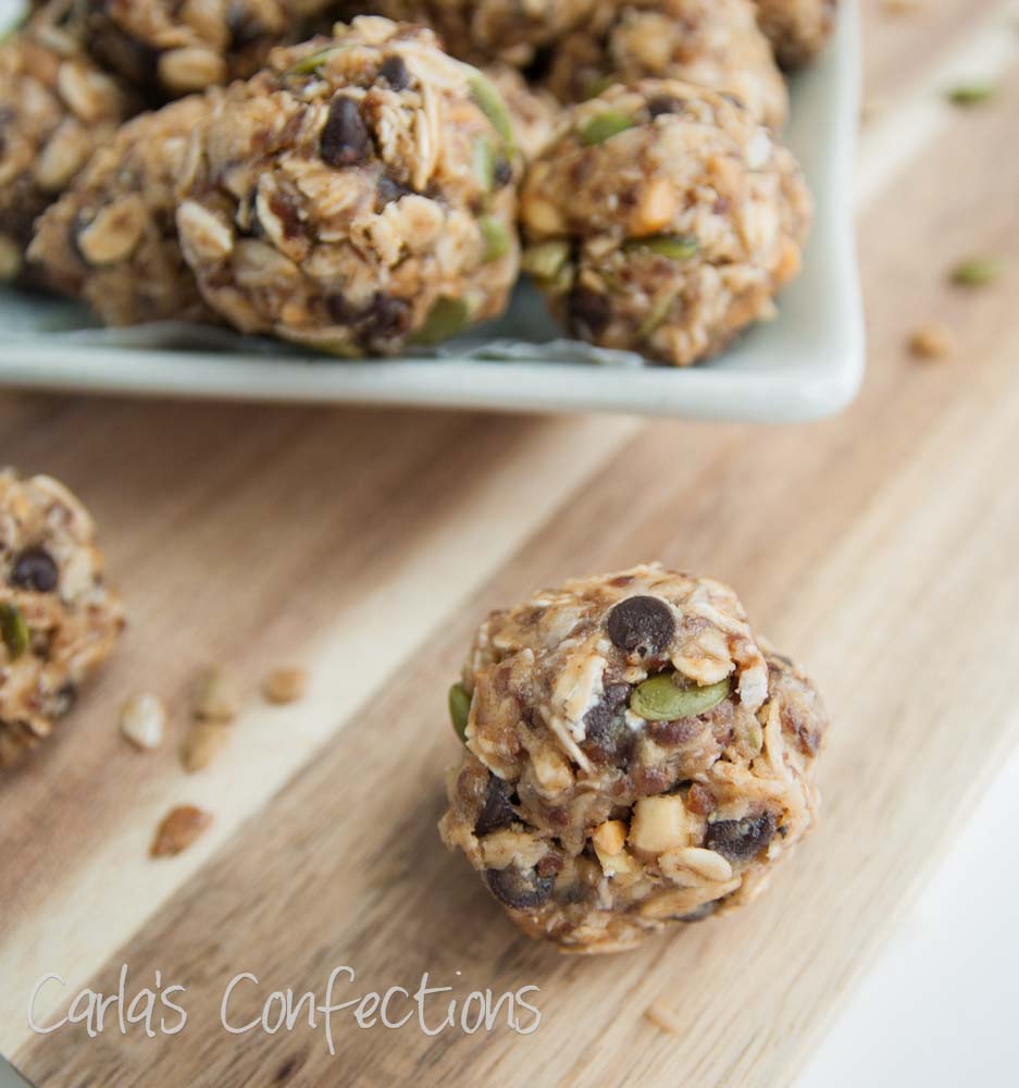 Sunflower pumpkin seed no bake energy balls from Carla's Confections