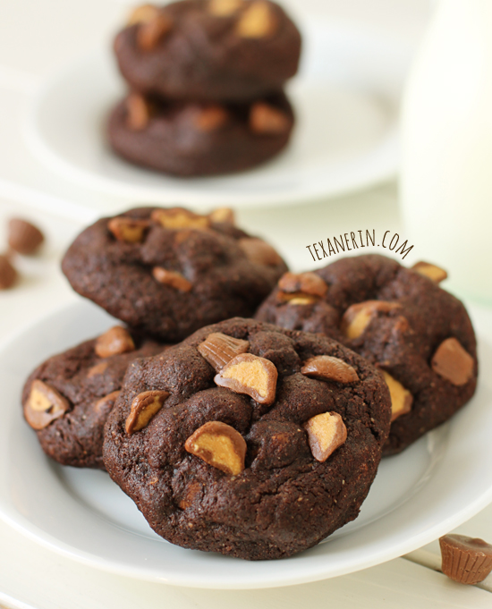 Chocolate Peanut Butter Cup Cookies from texanerin.com – made healthier with whole wheat flour and less sugar!