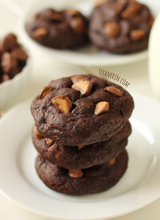 Chocolate Peanut Butter Cup Cookies from texanerin.com – made healthier with less sugar and all whole wheat flour!