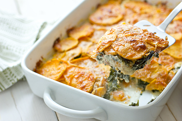 Sweet Potato Kale Gratin