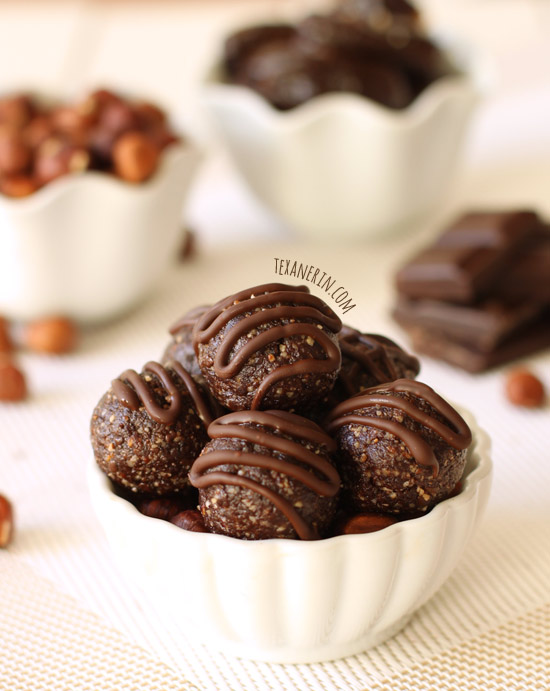 These Chocolate Hazelnut Fudge Bites are naturally gluten-free and grain-free with paleo, vegan and dairy-free options! Can be put together in less than 5 minutes.