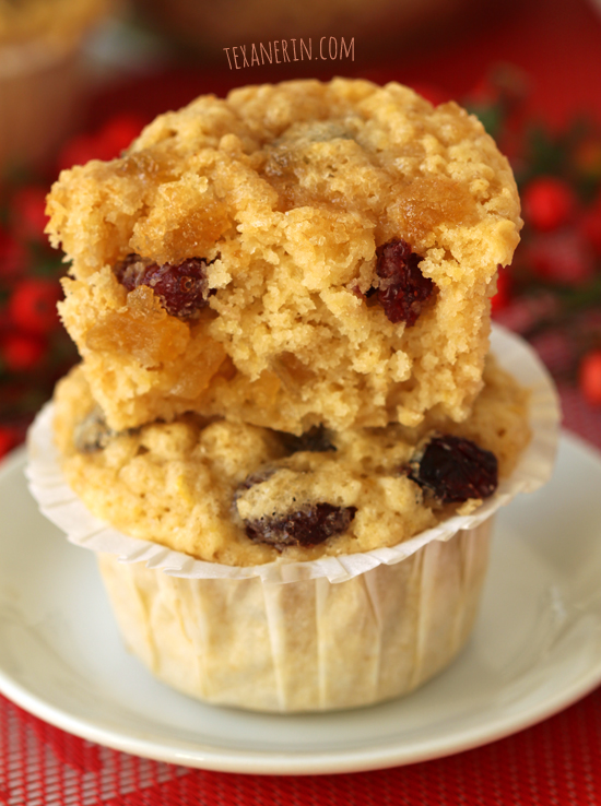 Cranberry, Lemon and Ginger Muffins from texanerin.com – soft, moist and delicious!