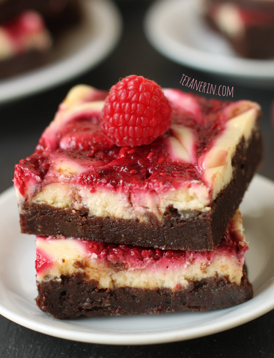 Healthier Raspberry Cheesecake Brownies based on the Baked brownie! From texanerin.com