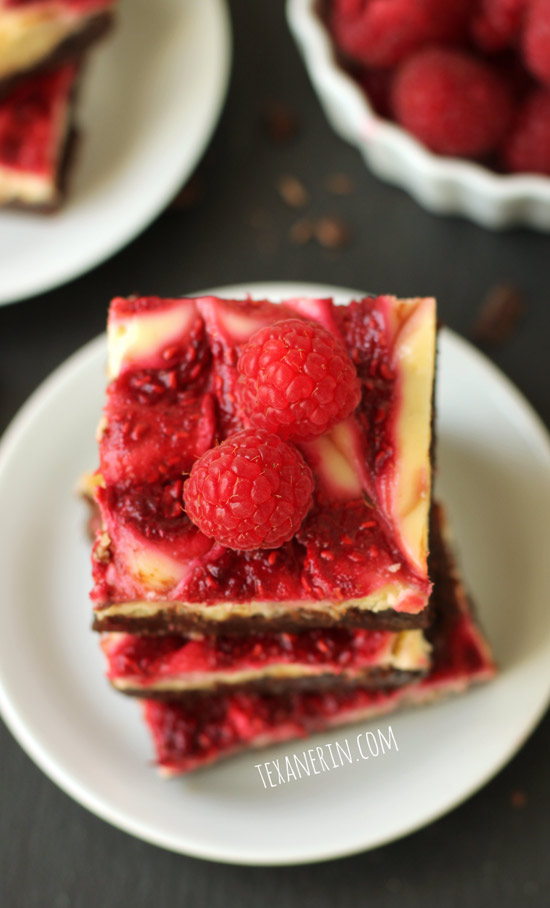 Healthier Raspberry Cheesecake Brownies adapted from the famous Baked brownies! From texanerin.com