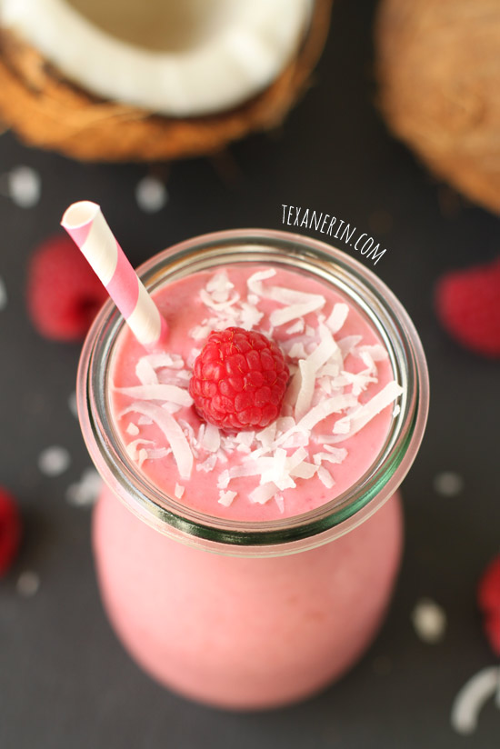 Raspberry Coconut Smoothie – naturally dairy-free and vegan! From texanerin.com