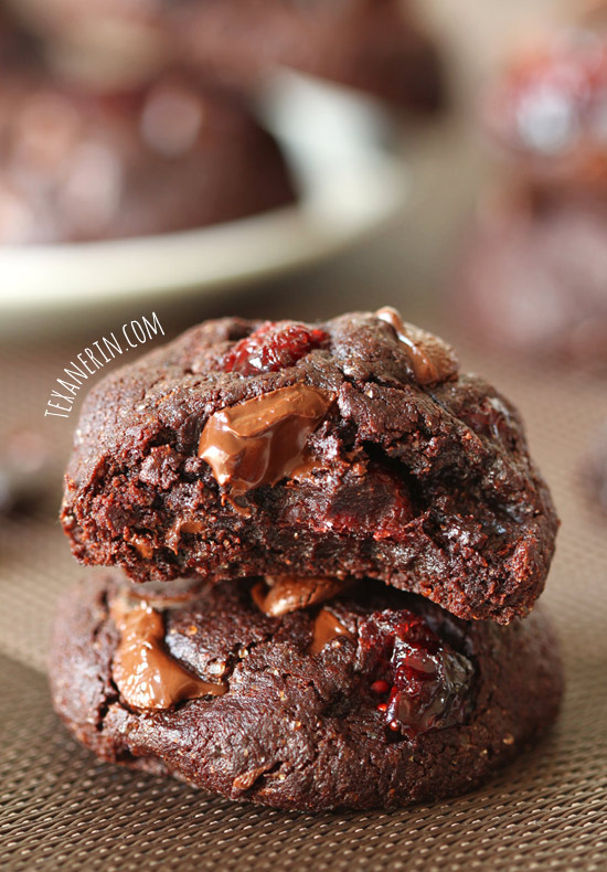 Chewy Double Chocolate Cherry Cookies made healthier!