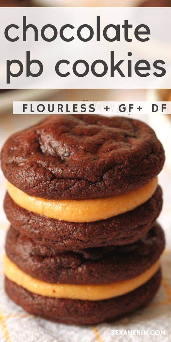 These flourless chocolate peanut butter cookie sandwiches are super fudgy and rich and happen to be grain-free, gluten-free and dairy-free!