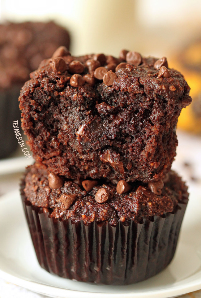 These paleo chocolate banana muffins are super rich and decadent! (honey sweetened, grain-free, gluten-free and dairy-free)
