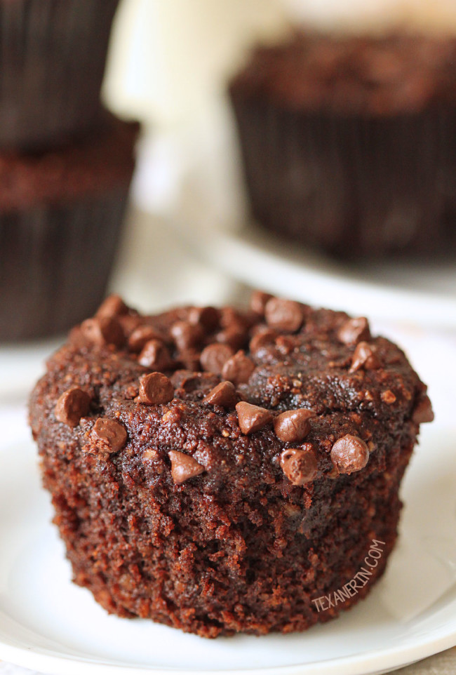 These paleo chocolate banana muffins are super rich and decadent! (honey sweetened, gluten-free, grain-free dairy-free)