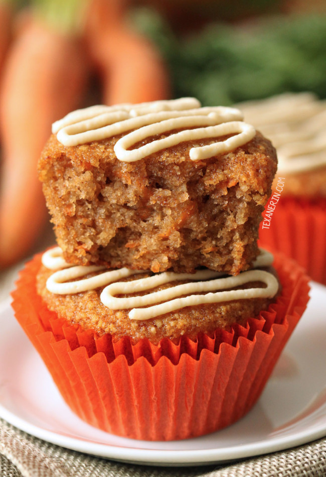 These naturally sweetened grain-free and gluten-free carrot cake cupcakes have the best light and fluffy texture! With a paleo and dairy-free option.