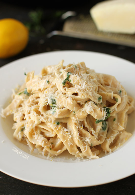 Healthier Fettuccine Alfredo – with gluten-free and whole grain options!